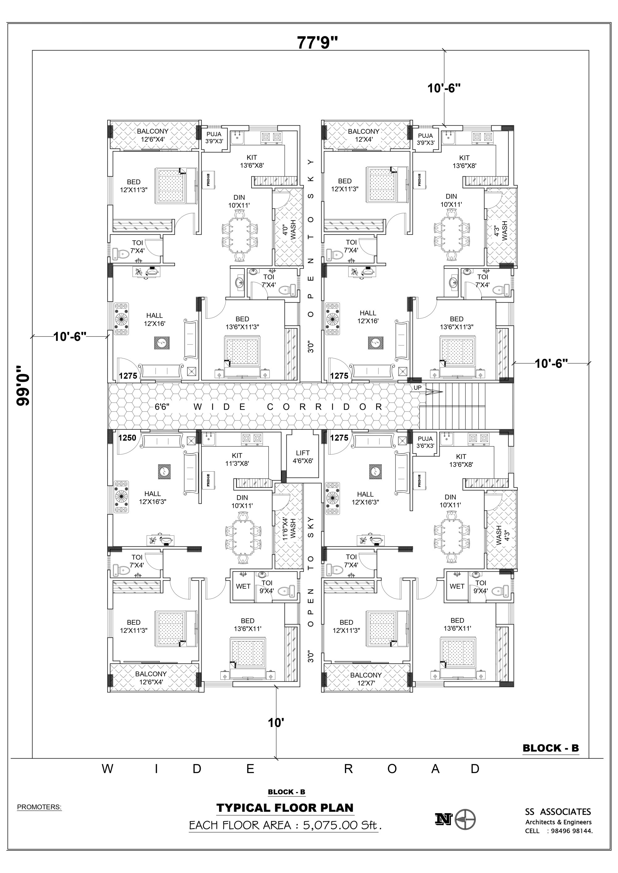 Typical floor plan drawing for SR Adith Reddy Enclave, Block B