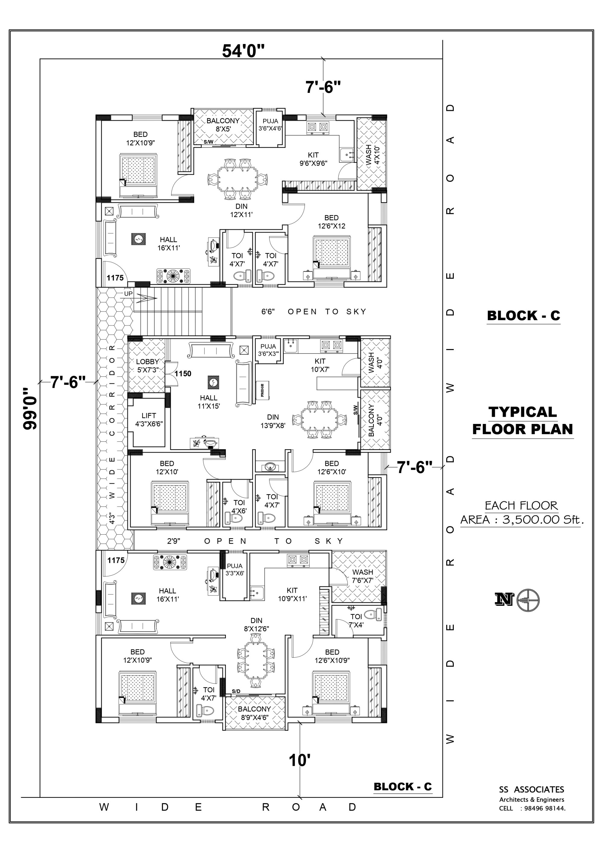 Typical floor plan drawing for SR Adith Reddy Enclave, Block C