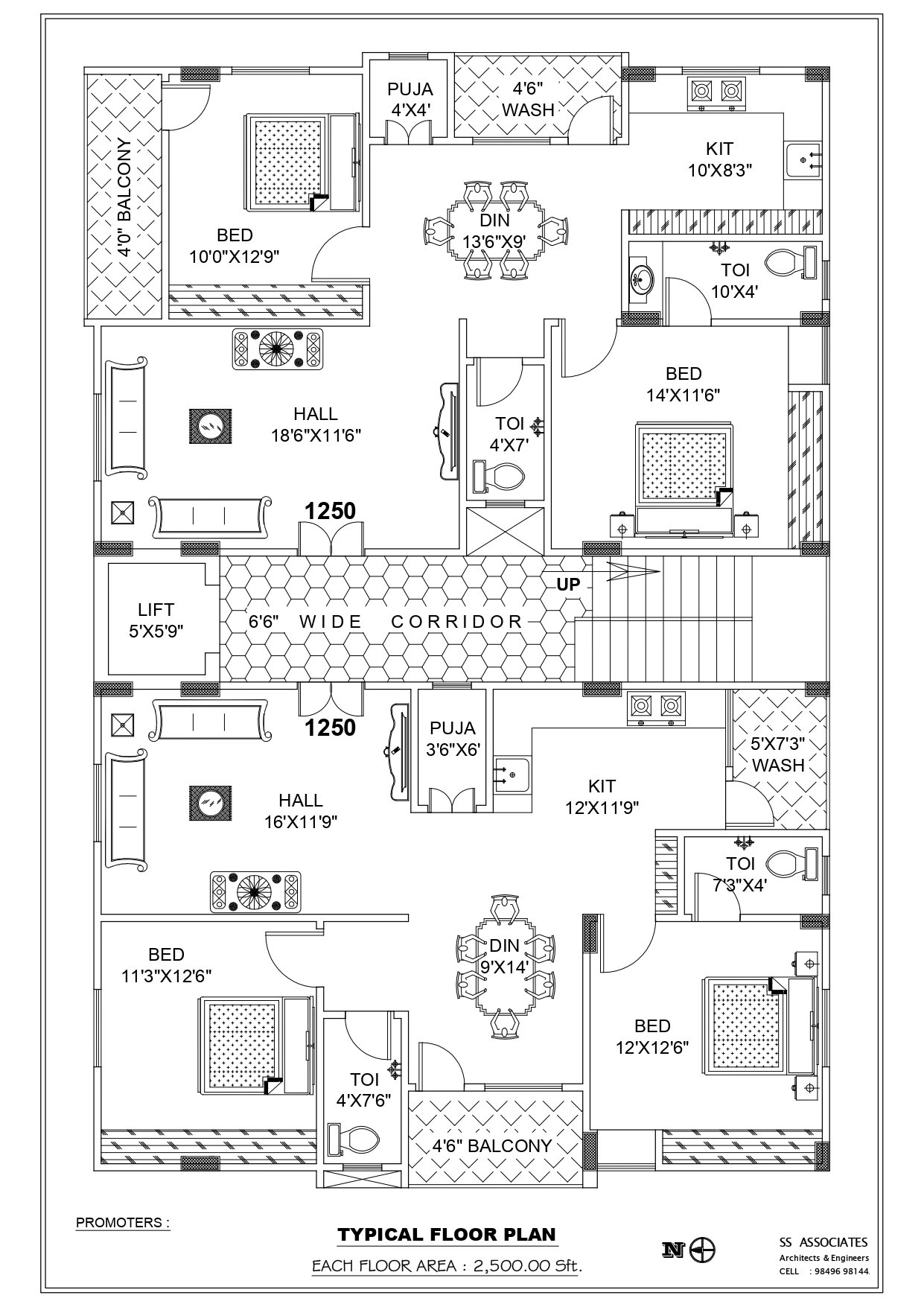 Typical floor plan drawing for SR Kiran Residency