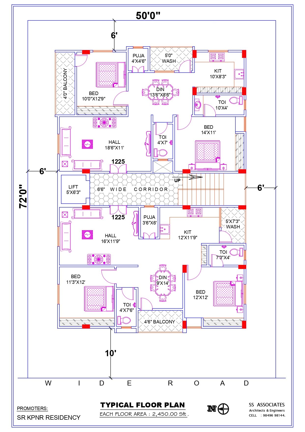 Typical floor plan drawing for SR KPN Reddy Residency