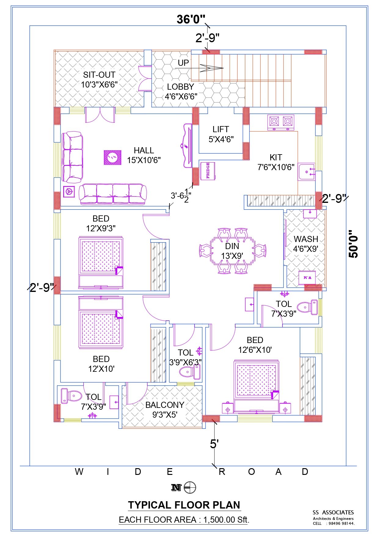 Typical floor plan drawing for SR Madhuri Residency, Block B