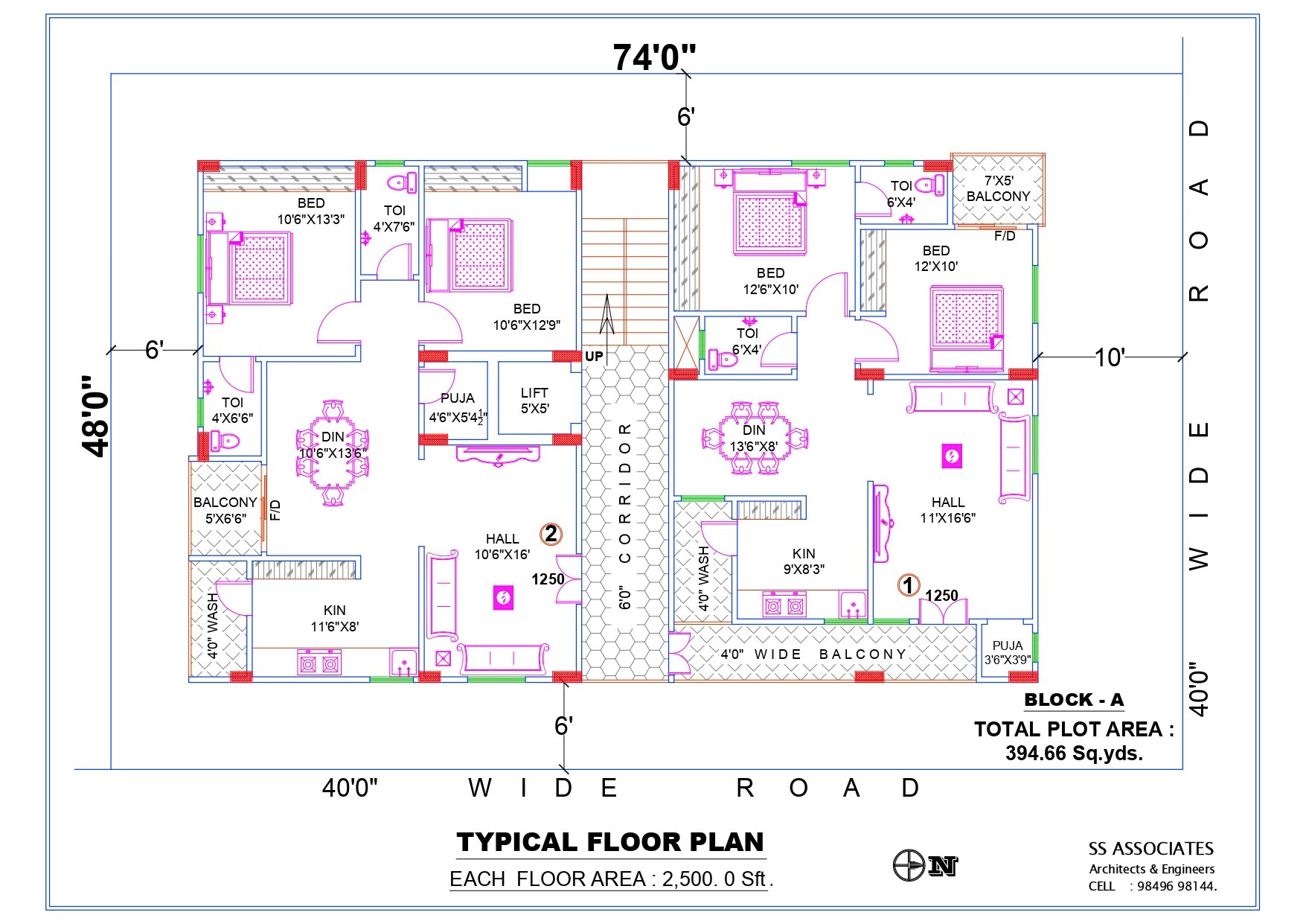 Typical floor plan drawing for SR Homes Sai Reddy Enclave, Block A